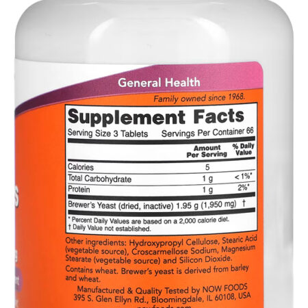 Levedura De Cerveja 650mg Now Foods 200 Tabs Importado - Imagem 3