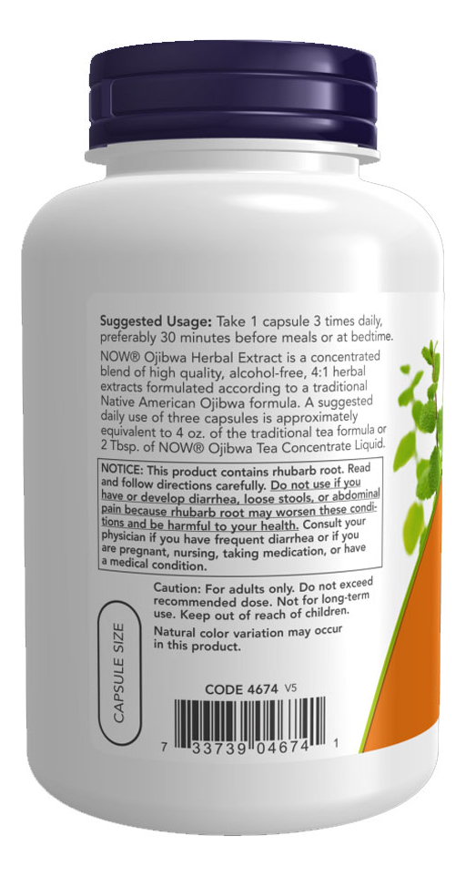 Extrato Ervas Ojibwa 450mg Now Foods 180 Cáps Importado - Imagem 3
