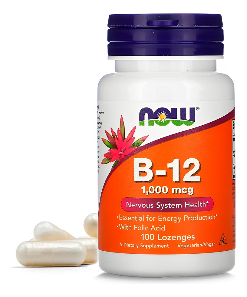Now Foods Vitamina B-12 1mg E Ácido Fólico 100pastilhas