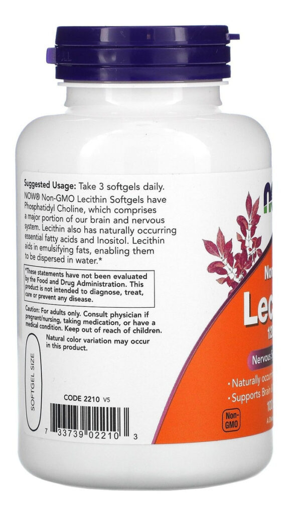 Lecitina Importada Original Lecithin 1200mg 100 Softgels Eua - Imagem 3