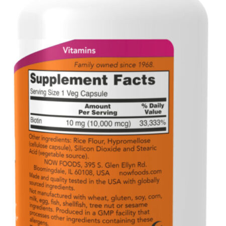Suplemento Now Energy Production Biotina De Biotin 10 Mg De 120 Un - Cápsula - Imagem 3