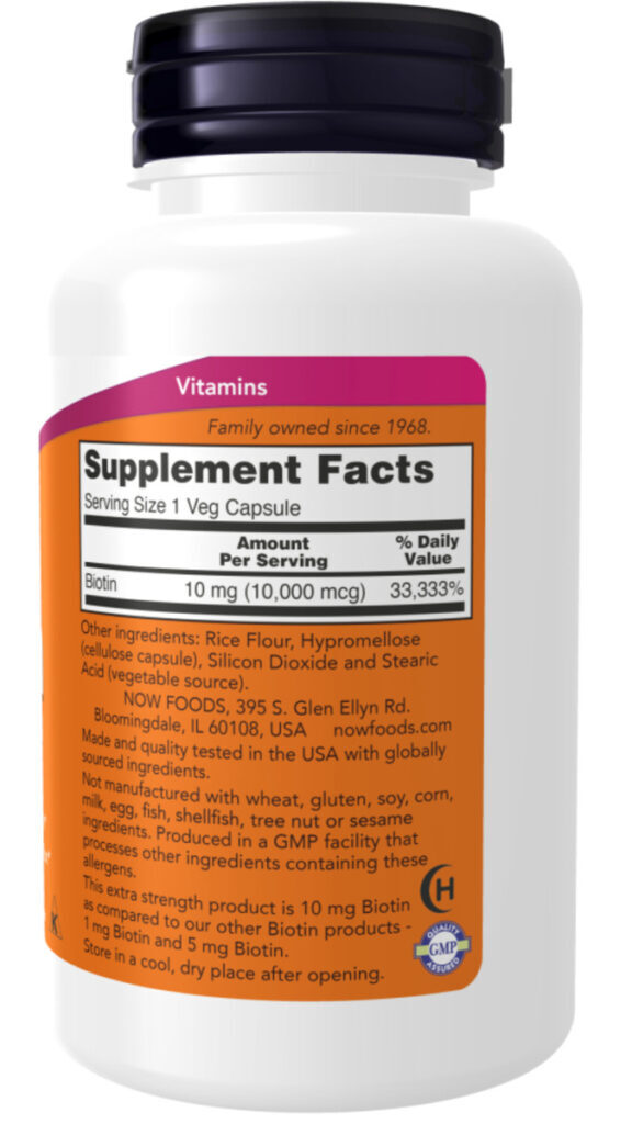 Suplemento Now Energy Production Biotina De Biotin 10 Mg De 120 Un - Cápsula - Imagem 3