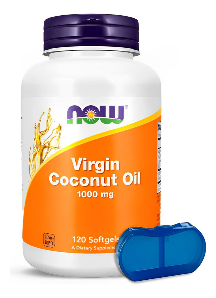 Óleo Coco Virgem 1000mg Now Foods 120 Soft + Porta Cápsulas