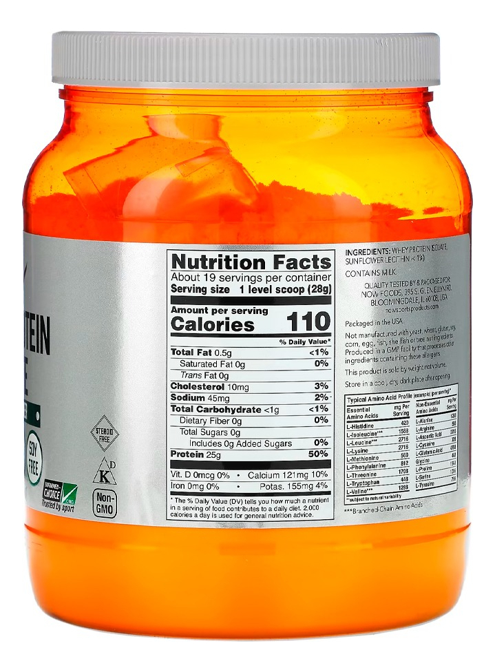 Whey Protein Isolado 544g Sem Sabor Importado 2un Now Foods - Imagem 4