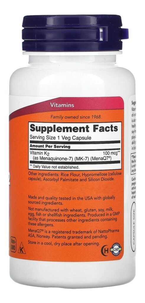 Vitamina K2 Mk7 100mcg Now Foods 120veg Caps Importado Eua - Imagem 3