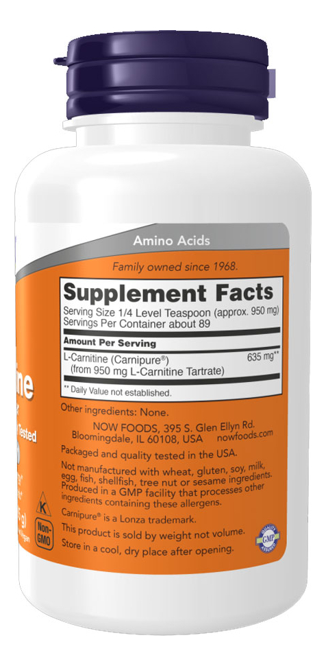 L-carnitina Pura Em Pó 85g Now Foods Importado 5un - Imagem 3