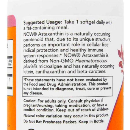 Astaxantina 4mg Extracto Now Foods 90 Softgels Importado 5un - Imagem 3