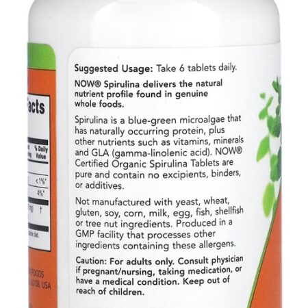 Spirulina Orgânica 500mg Now Foods 100 Tablets Importado Eua - Imagem 3