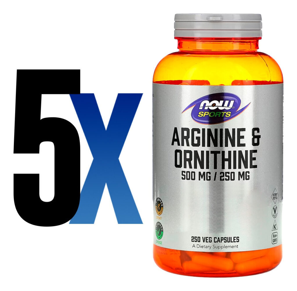 Arginina Ornitina 500mg/250mg 250cap Importado 5un Now Foods - Imagem 2