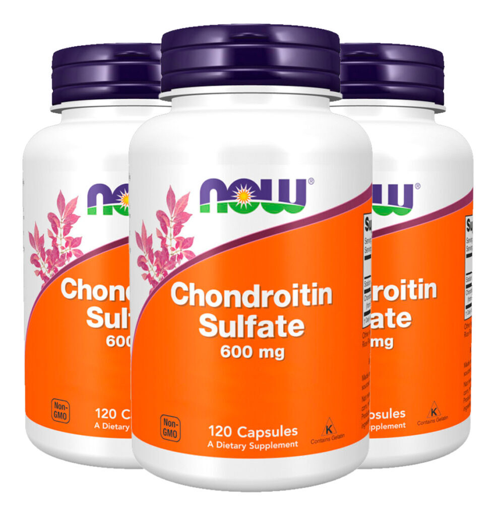 Sulfato Condroitina 600mg Now Foods 120cáps Importado 3un