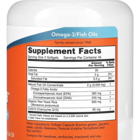 Red Omega C0q10 E Lev. Arroz Now Foods 90 Sofg Importado 4un - Imagem 3