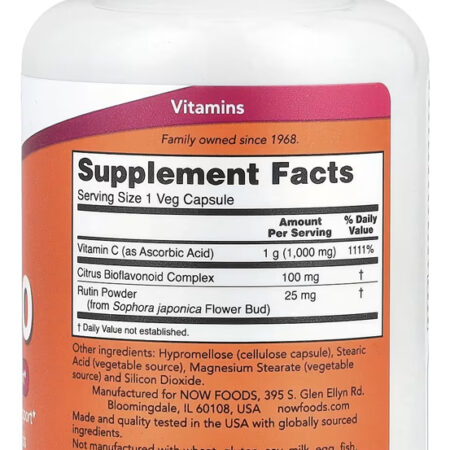 Vitamina C 1000mg Now Foods 100veg Caps Importado Eua/usa - Imagem 2