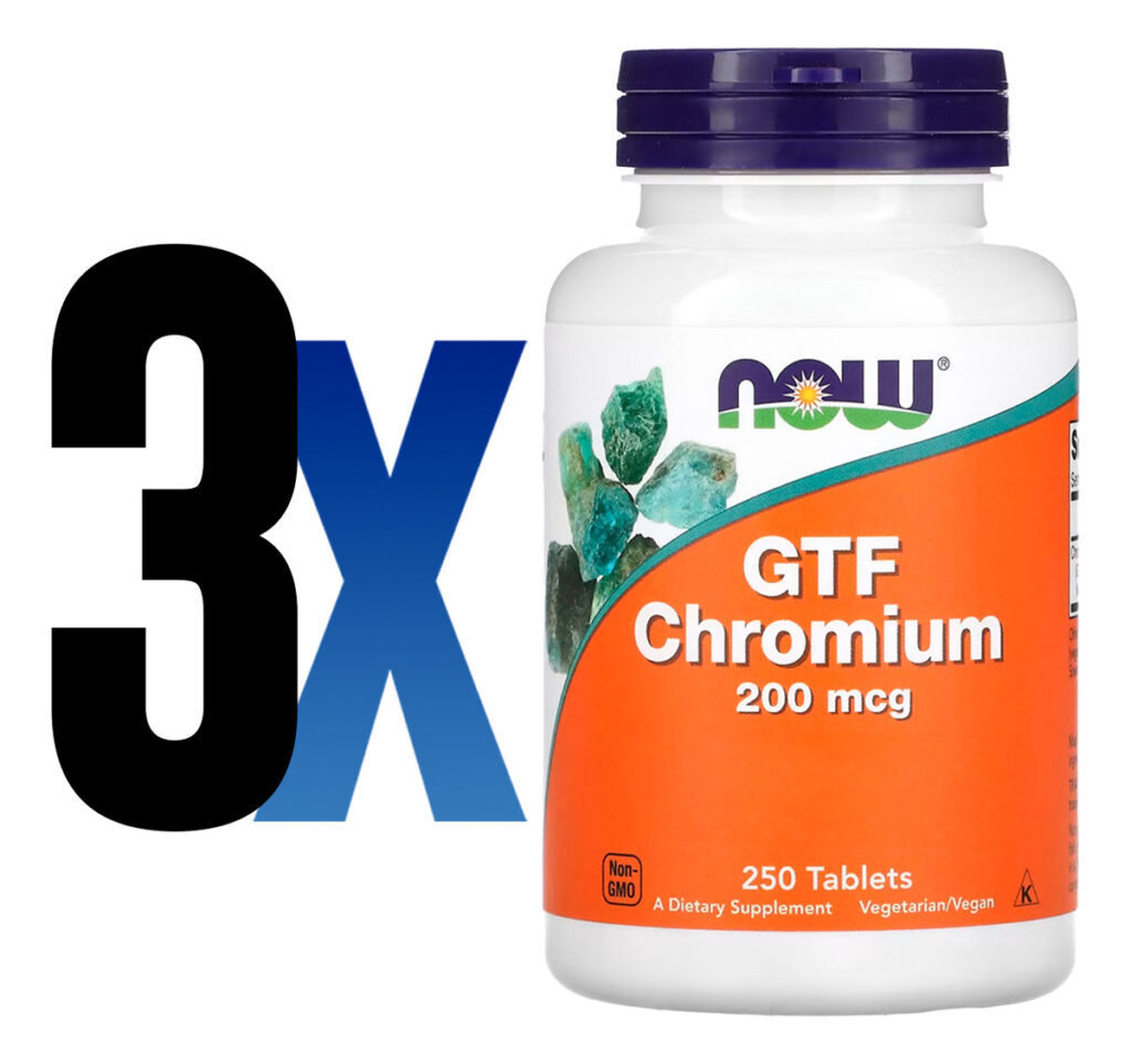 Cromo Gtf 200mcg Forma Ativa Now Foods 250tabs Importado 3un - Imagem 2