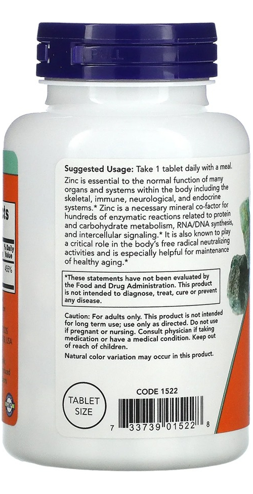Zinco 50mg Now Foods 250 Tablets 4un - Imagem 3
