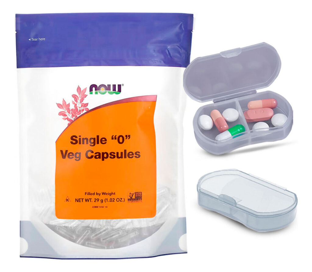 Caps Vazias Now Foods Pacote Com 300un + Porta Cápsulas