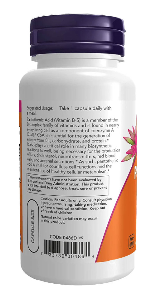 Ácido Pantotênico 500mg Now Foods Complexo B 100cap 3un - Imagem 5