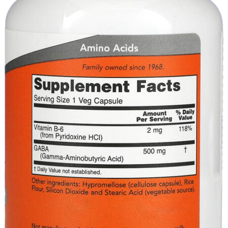 Gaba/ácido Gama 500mg E Vit-b6 100veg Cap Nowfoods Importado - Imagem 2