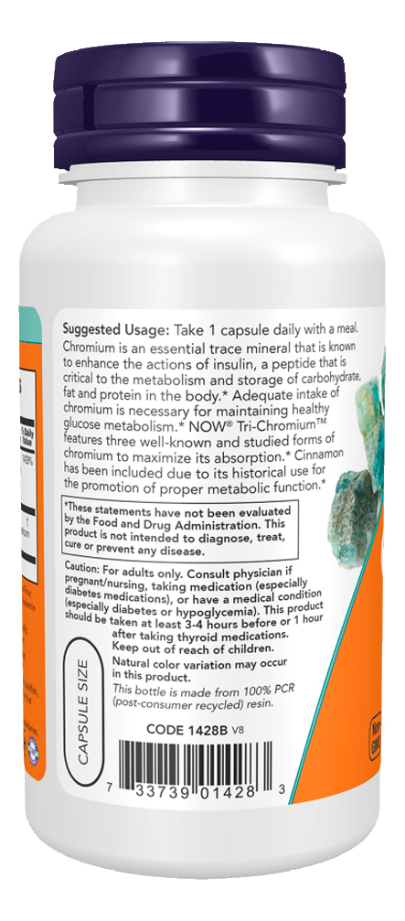 Tri-chromium 500mcg Now Foods C/canela 90 Caps Importado - Imagem 3