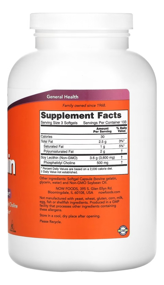 Lecitina 1200mg 400 Soft Importado 2un Now Foods - Imagem 3