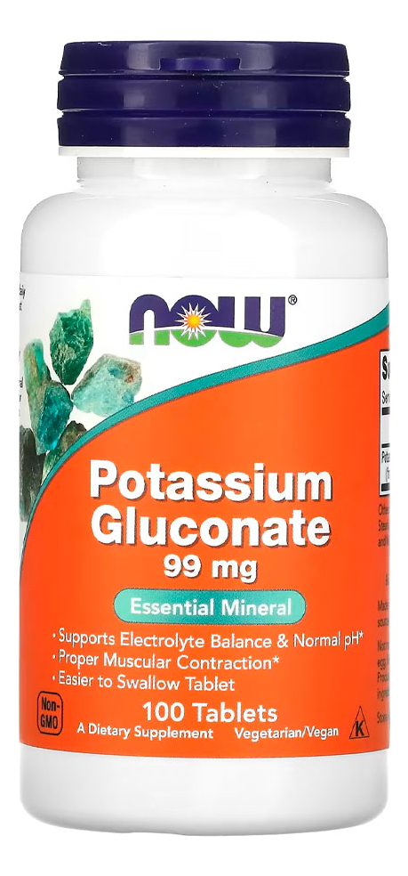 Gluconato De Potássio 99mg Now Foods 100 Tabs Importado