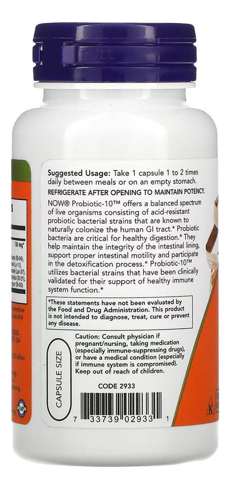 Probiotic-10 25 Billion 100 Veg Cáps Importado 2un Now Foods - Imagem 5