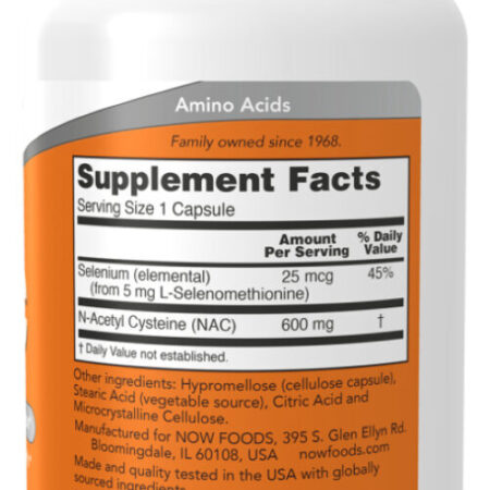 Suplemento Em Cápsulas Now Foods Nac 600mg 100 Caps Sem Sabor Em Pote - Imagem 2