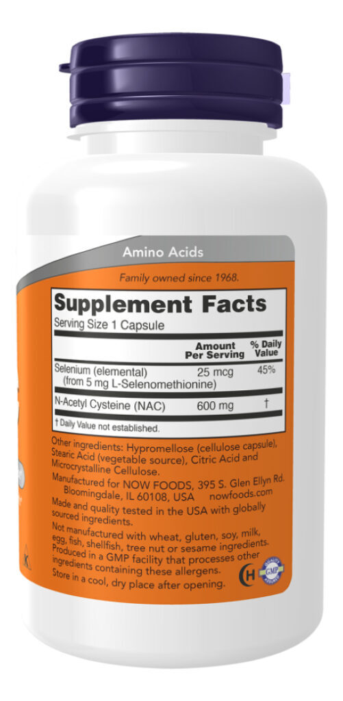 Suplemento Em Cápsulas Now Foods Nac 600mg 100 Caps Sem Sabor Em Pote - Imagem 2