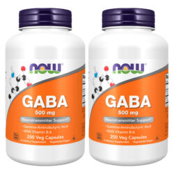 Ácido Gaba 500mg Now Foods Com Vitamina B-6 200 Veg Caps 2un Sabor Sem Sabor