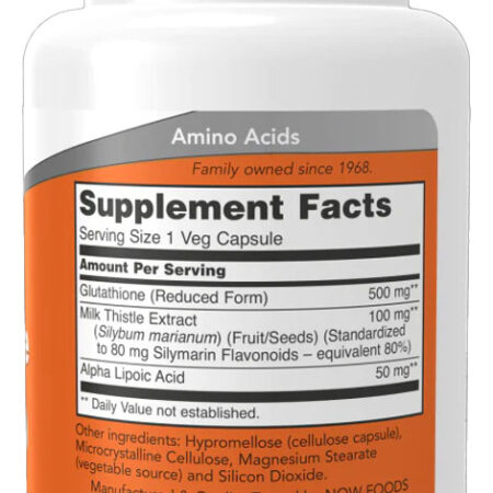 Glutationa 500mg Now Foods Glutathione 30 Veg Caps Sabor Sem Sabor - Imagem 2