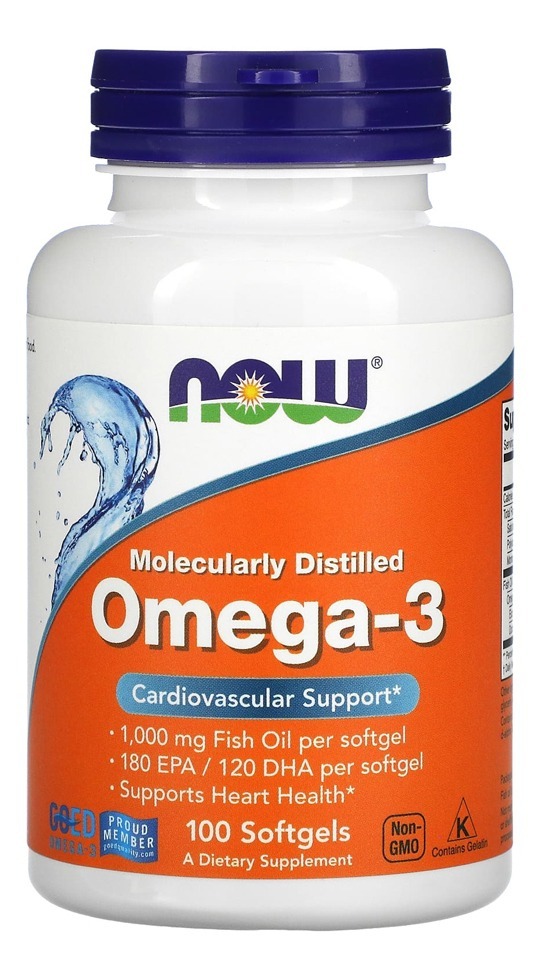 Ômega-3 Molecularmente Destilados Now Foods 100softgels