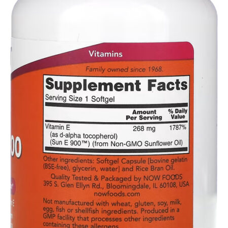 Vitamina E Sun-e 400 268mg Now Foods 120soft Importado 5un - Imagem 2