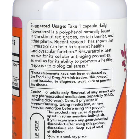 Resveratrol 200mg Now Foods Extrato Vinho Tinto 60caps 5un - Imagem 5