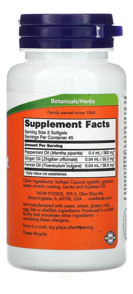 Géis Hortelã Pimenta Now Foods 90softgels + Porta Cápsulas - Imagem 2