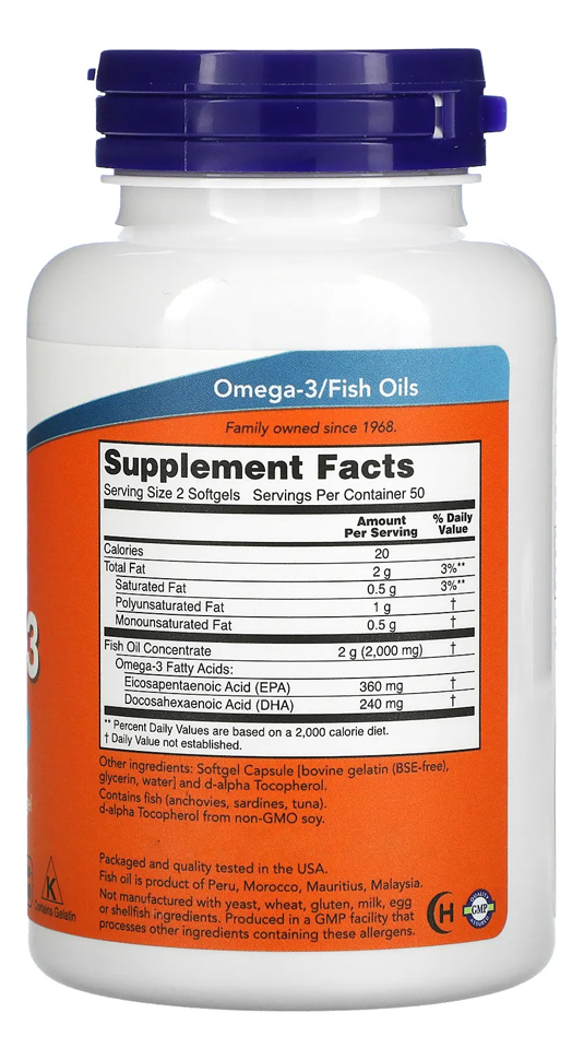 Ômega-3 Molecularmente Destilados Now Foods 100softgels 3un Sabor Sem Sabor - Imagem 2
