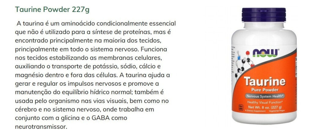 Taurine Pure Powder 227g Taurina Em Pó Now Foods - Imagem 5
