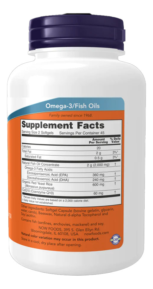 Óleo De Peixe Red Omega 180 Sofgels Importado 2un Now Foods - Imagem 3