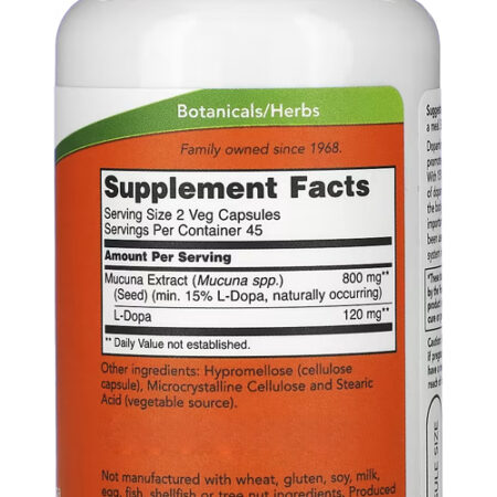 Dopa Mucuna Now Foods 90 Cápsulas Vegetarianas 5un - Imagem 4