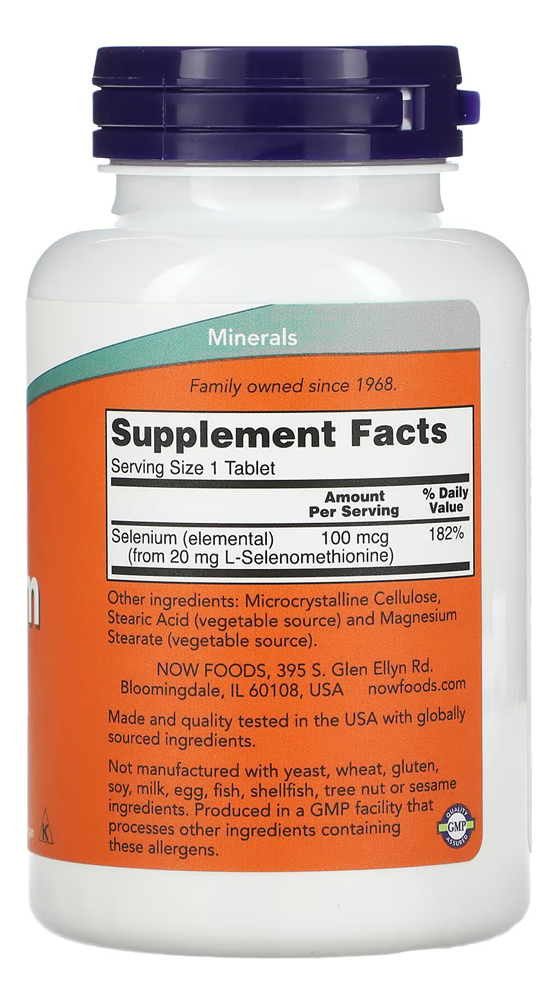 Selênio 100mcg Now Foods Selenium 250 Tablets Importado 4un - Imagem 3