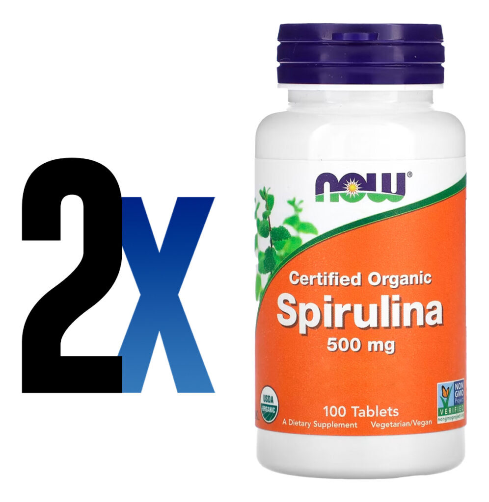 Spirulina Orgânica 500mg 100 Tablets Importado 2un Now Foods - Imagem 2