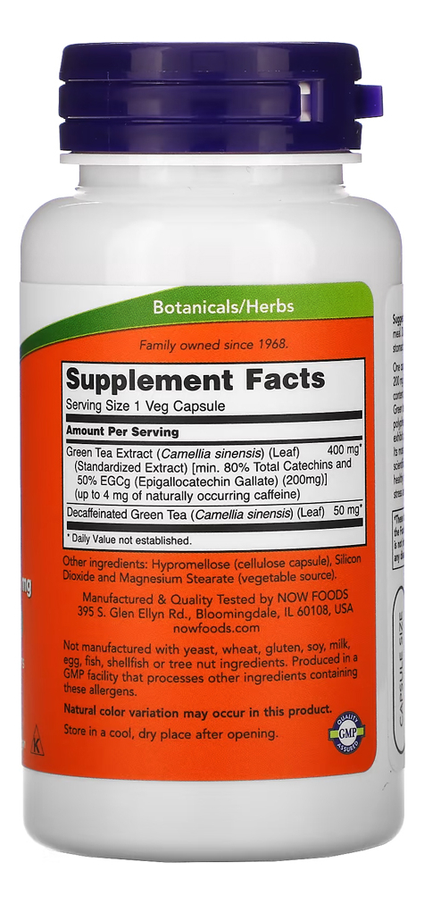 Egcg Extrato Chá Verde 400mg Now Foods 90caps Importado 3un - Imagem 3