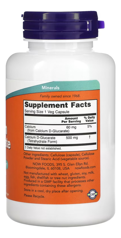 D-glucarato Cálcio 500mg Now Foods 90veg Caps Importado 5un - Imagem 3