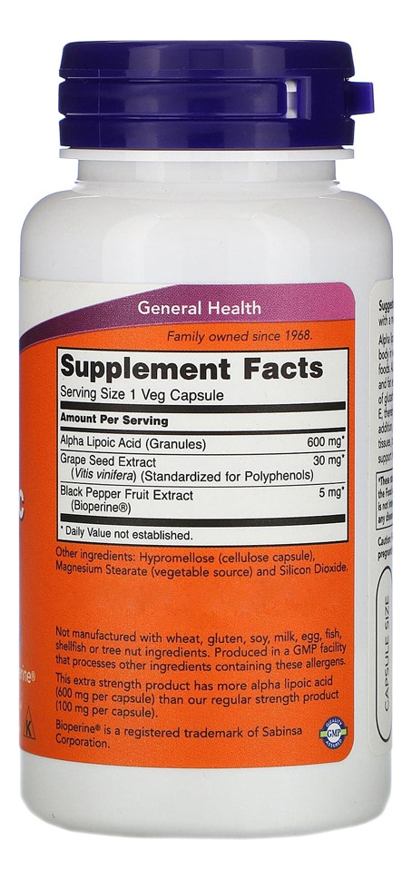 Ácido Alfa Lipóico 600mg Now Foods 60veg Caps Sabor Sem Sabor - Imagem 2