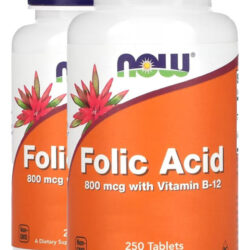 Ácido Fólico 800mcg Vit. B-12 250tab Importado 2un Now Foods