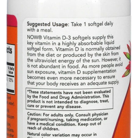 Vitamina D.3 Now Foods 360softgels + Porta Cápsulas - Imagem 3