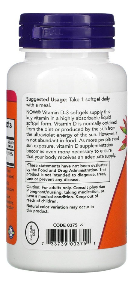 Vitamina D.3 Now Foods 360softgels + Porta Cápsulas - Imagem 3