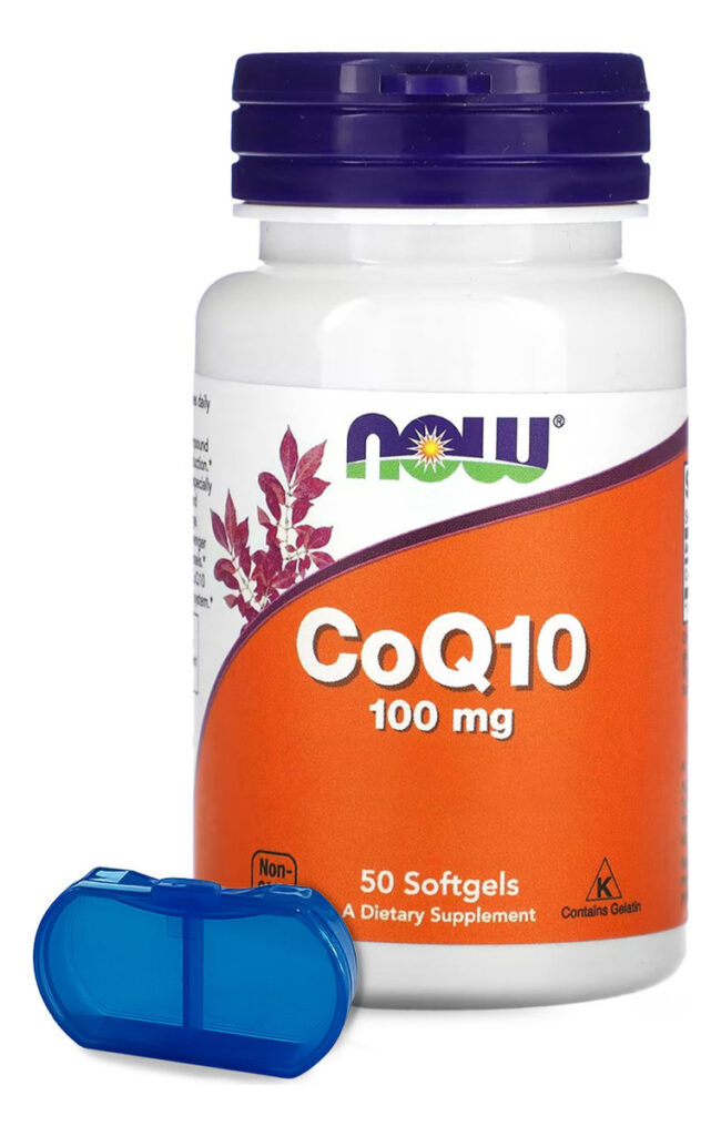 Coenzima Coq10 100mg Now Foods 50 Softgels + Porta Cápsulas Sabor N/a
