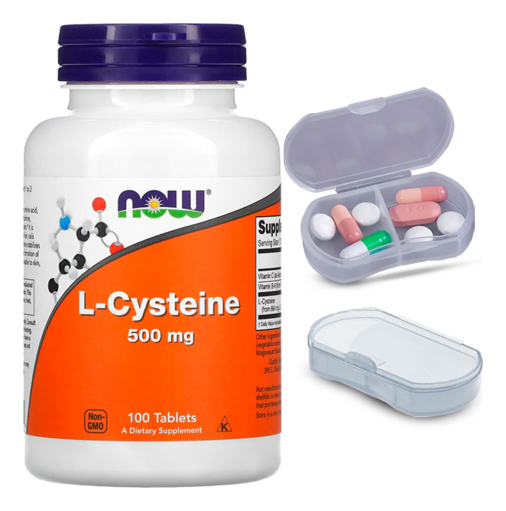 L-cisteína 500mg Now Foods 100 Tablets + Porta Cápsulas