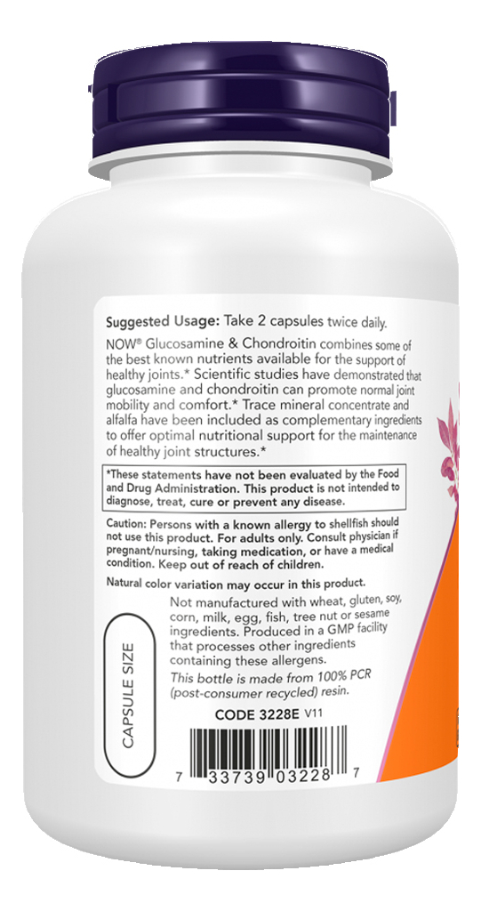 Glucosamina Condroitina Now Foods 120 Cápsulas Importado - Imagem 3