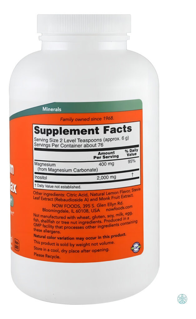 Magnésio E Inositol Relax 454 G Now Foods Sabor Lemonade - Imagem 2