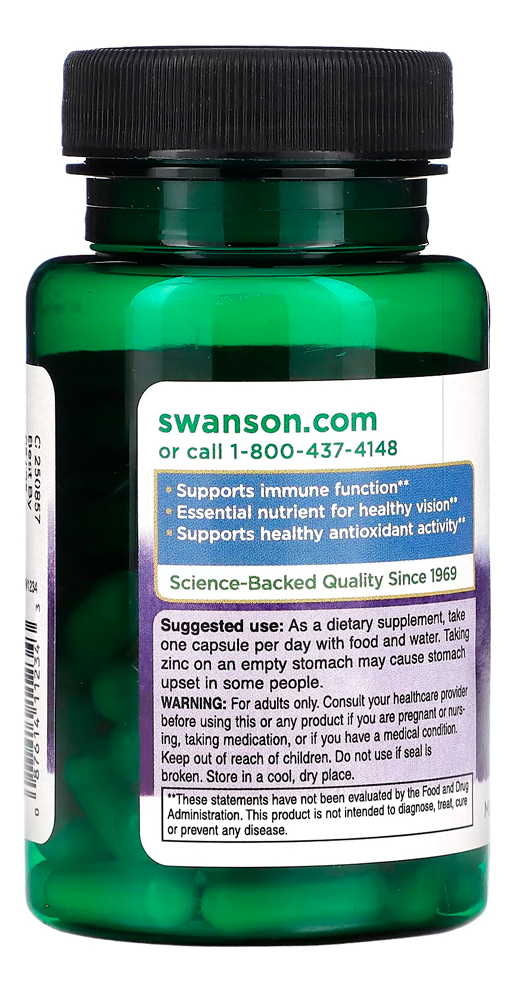 Citrato De Zinco 30 Mg Swanson 60 Capsulas Importado 3un - Imagem 3